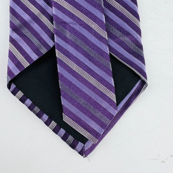 Apt 9 Purple Gray Stripes Necktie Tie 100% Imported Silk Made in USA - Picture 5 of 5
